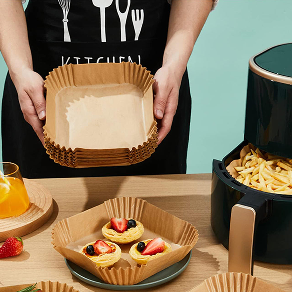 50pcs Air Fryer Disposable Non-Stick Pan Parchment Baking Paper Liner - Available in Round and Square