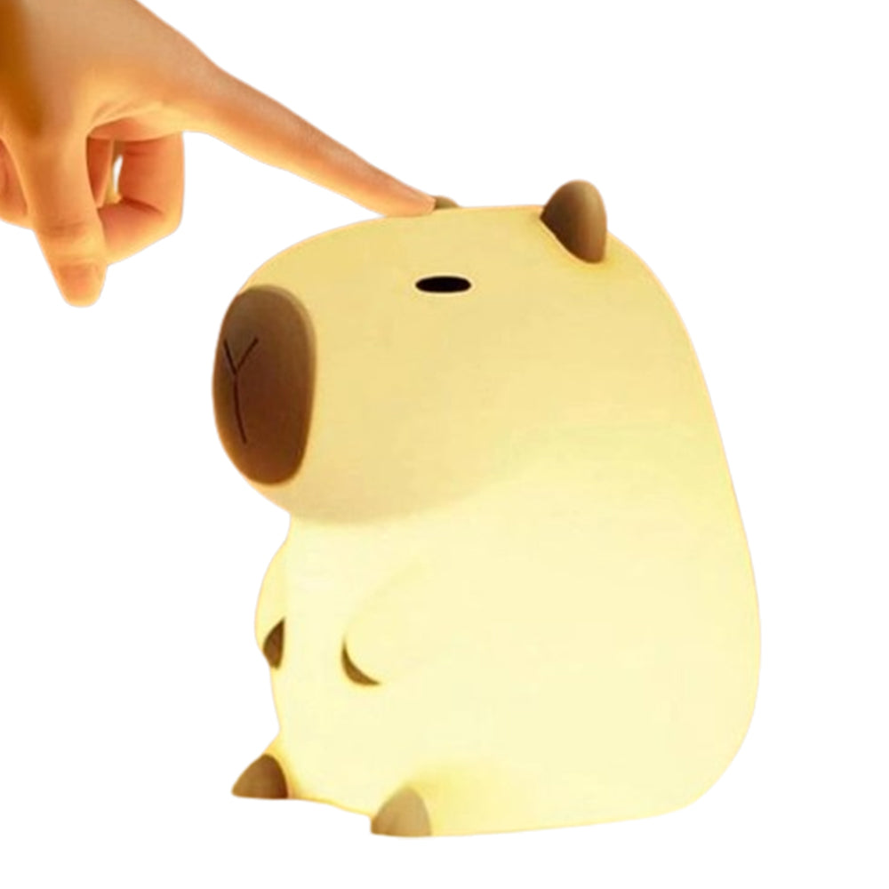 Novelty Cartoon Capybara Shaped Soft Silicone LED Night Light with Rechargeable and Touch Control
