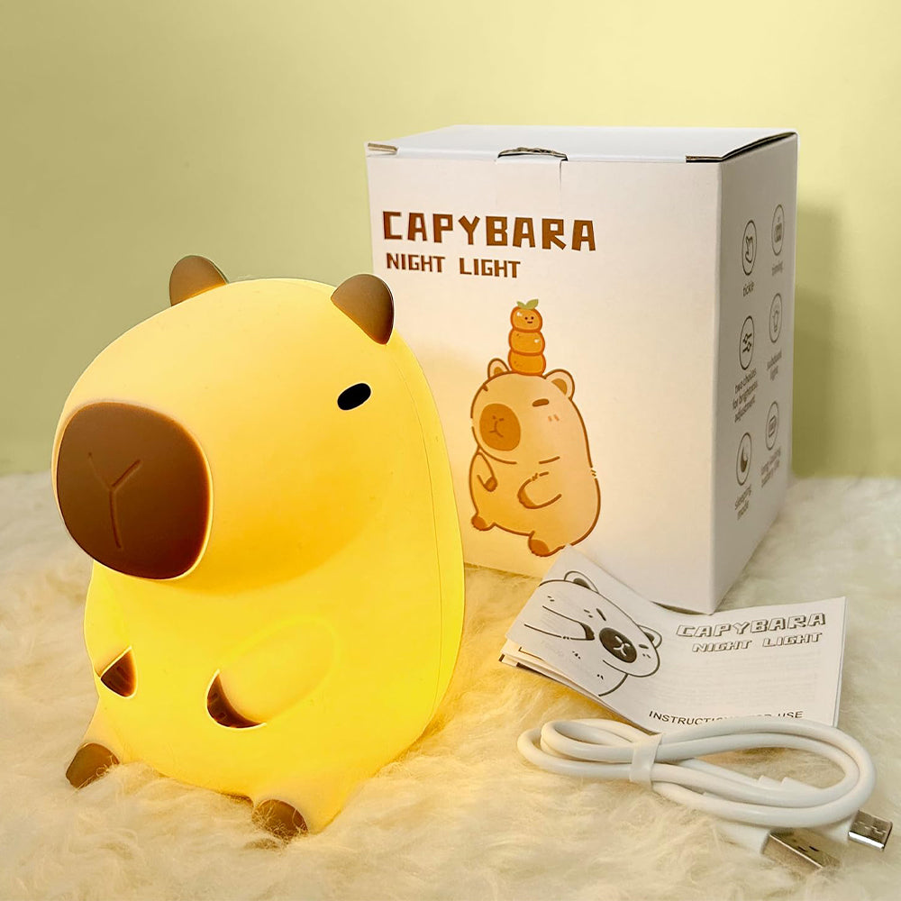 Novelty Cartoon Capybara Shaped Soft Silicone LED Night Light with Rechargeable and Touch Control