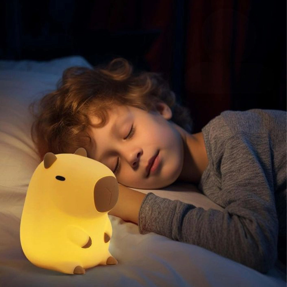 Novelty Cartoon Capybara Shaped Soft Silicone LED Night Light with Rechargeable and Touch Control
