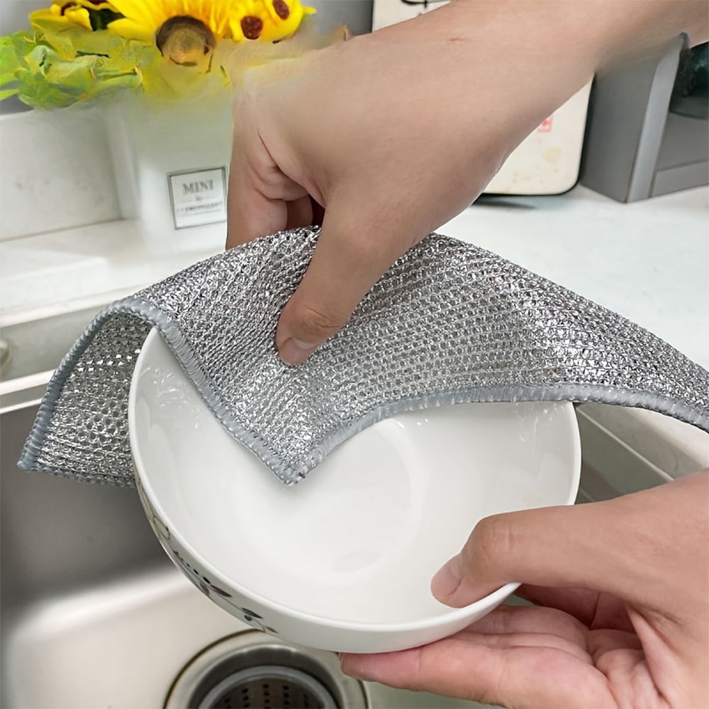 5/10pcs Non-stick Oil-free Mesh Wire Dishwashing Cloth For Kitchen Stove Dishwashing And Pot Washing