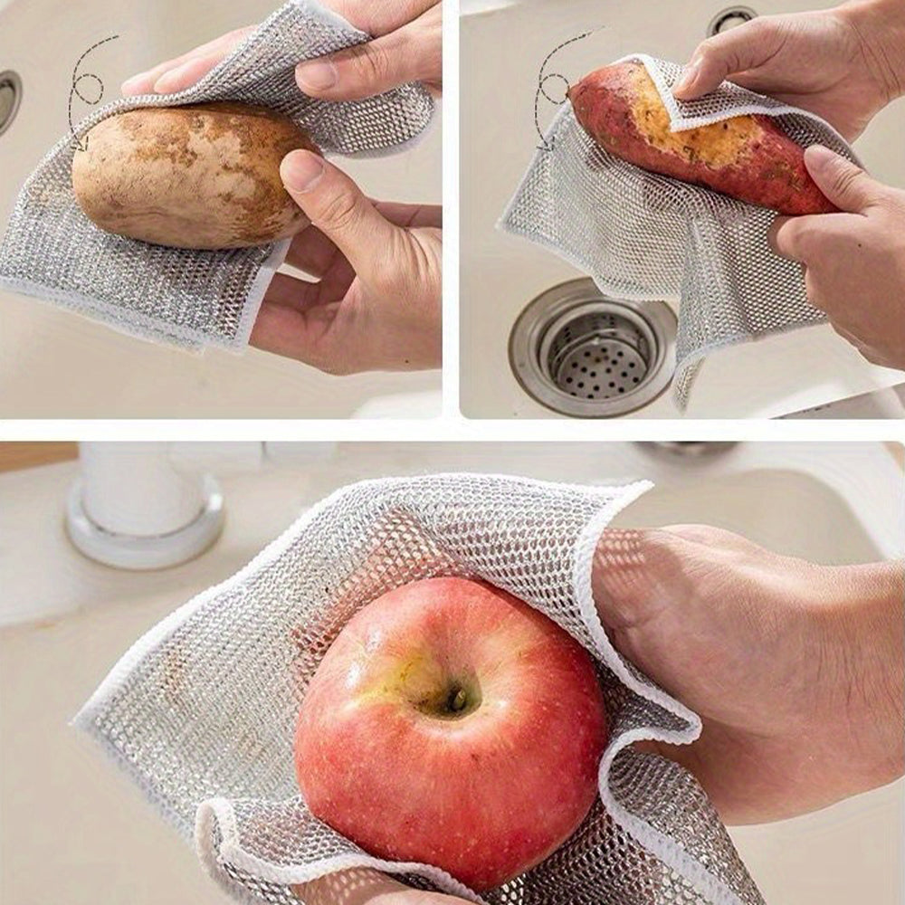5/10pcs Non-stick Oil-free Mesh Wire Dishwashing Cloth For Kitchen Stove Dishwashing And Pot Washing