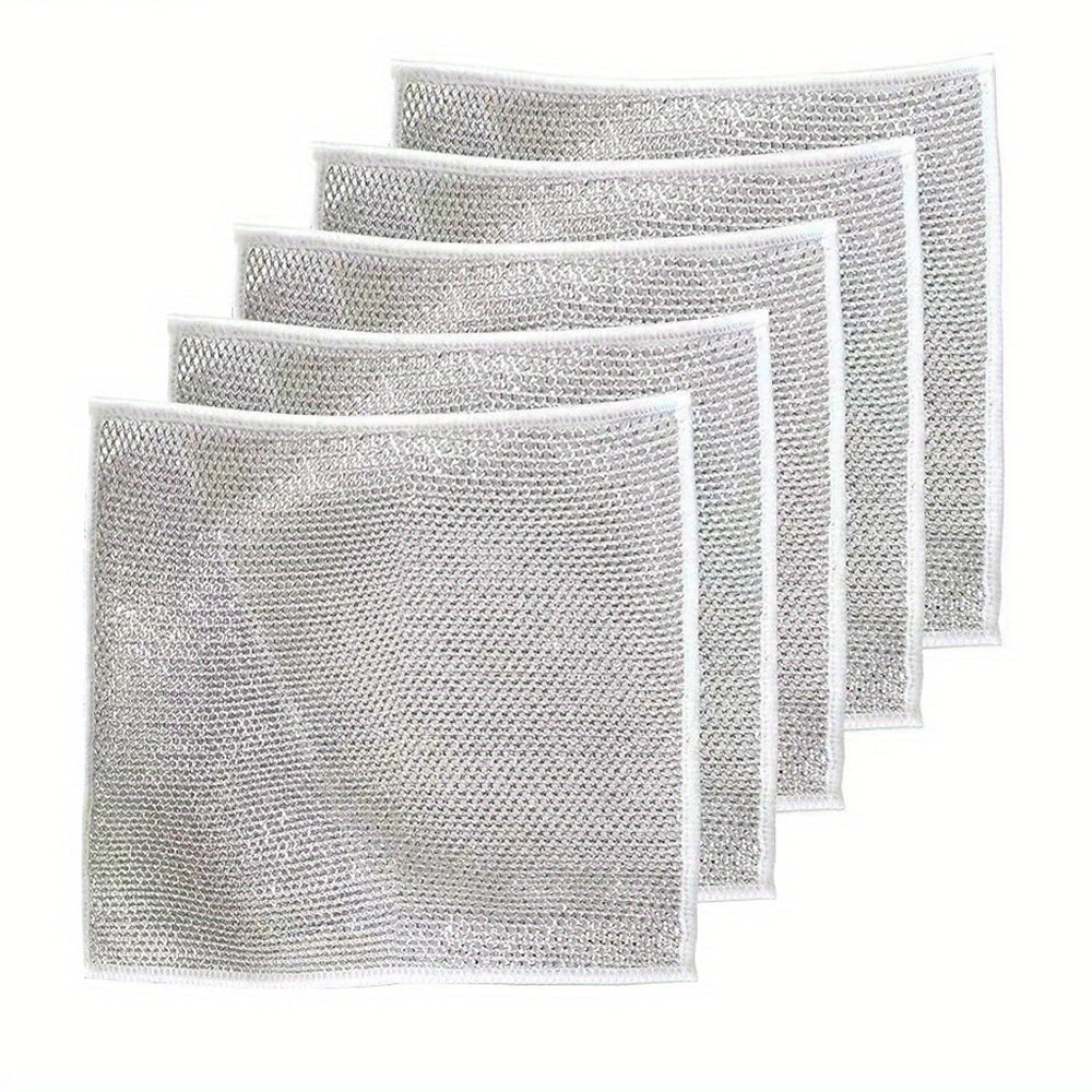 5/10pcs Non-stick Oil-free Mesh Wire Dishwashing Cloth For Kitchen Stove Dishwashing And Pot Washing