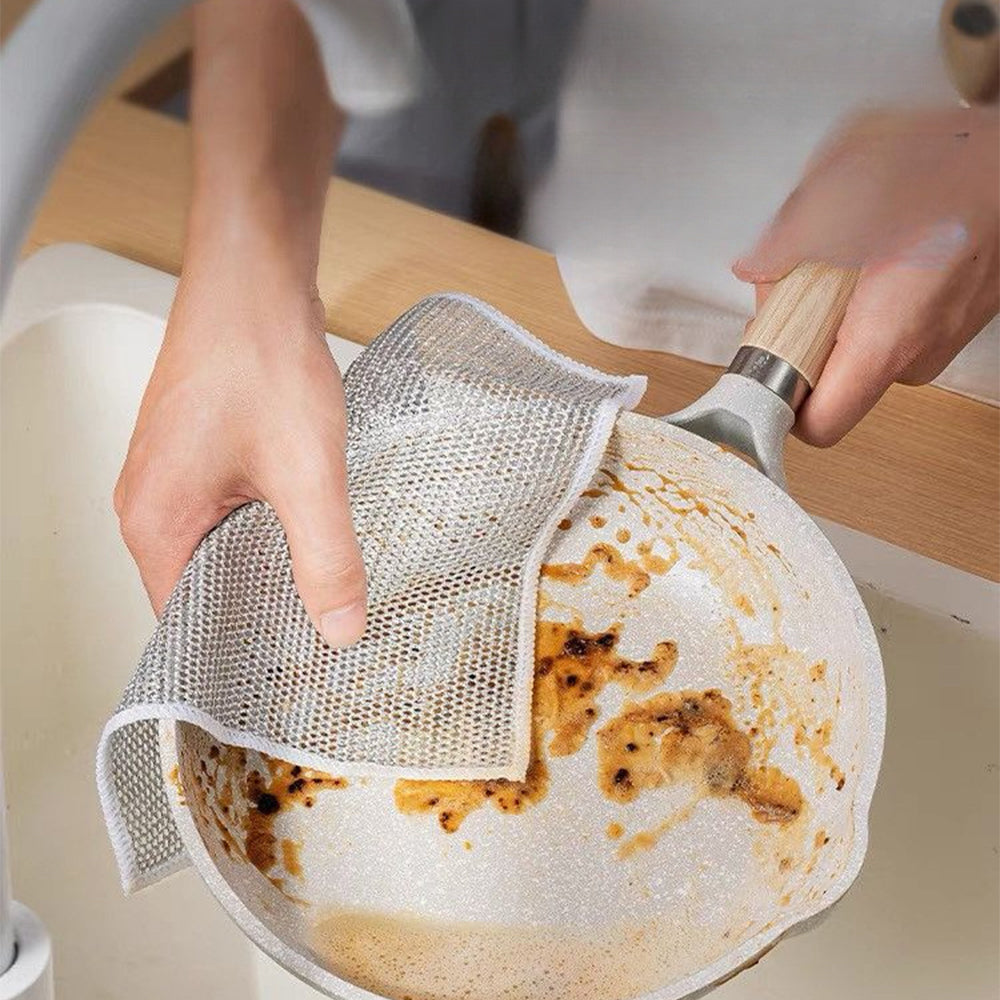 5/10pcs Non-stick Oil-free Mesh Wire Dishwashing Cloth For Kitchen Stove Dishwashing And Pot Washing