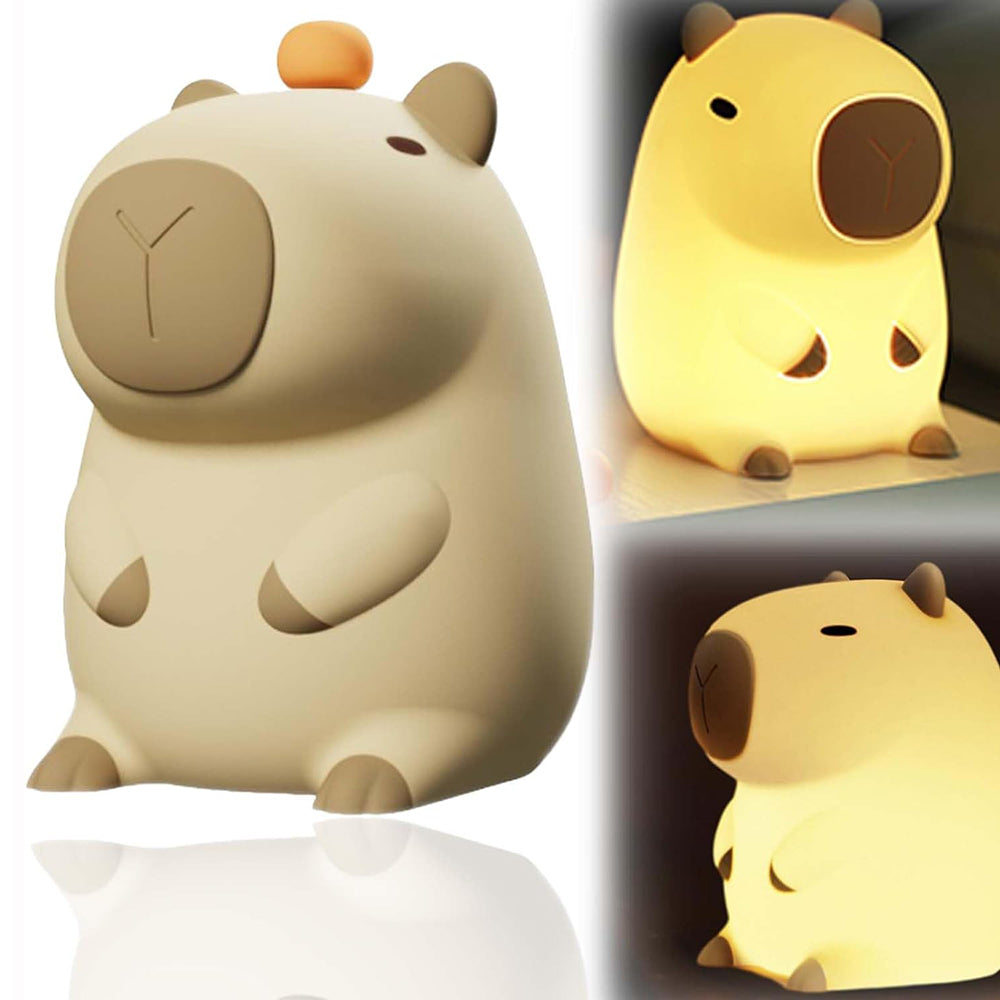 Novelty Cartoon Capybara Shaped Soft Silicone LED Night Light with Rechargeable and Touch Control
