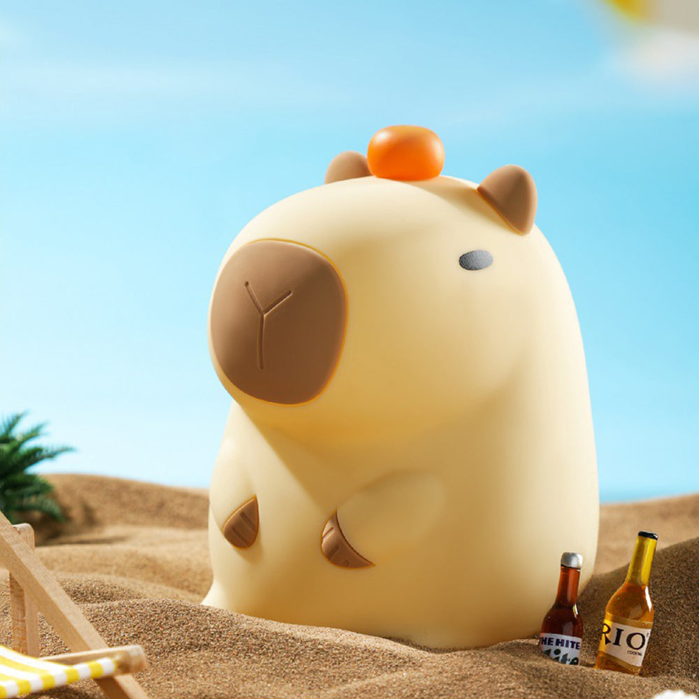 Novelty Cartoon Capybara Shaped Soft Silicone LED Night Light with Rechargeable and Touch Control