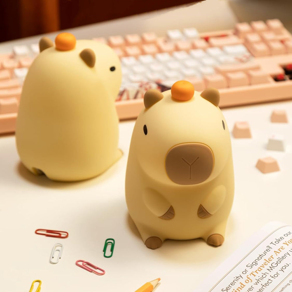 Novelty Cartoon Capybara Shaped Soft Silicone LED Night Light with Rechargeable and Touch Control
