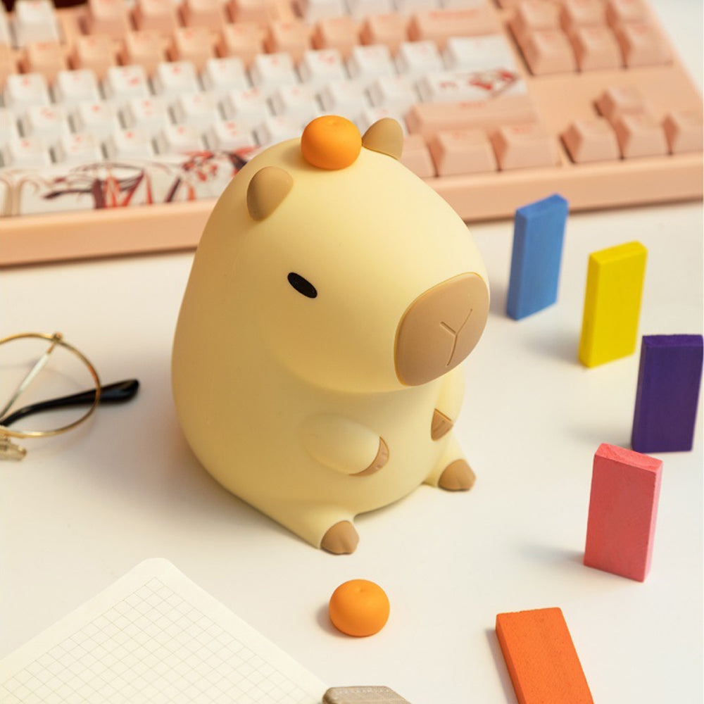 Novelty Cartoon Capybara Shaped Soft Silicone LED Night Light with Rechargeable and Touch Control