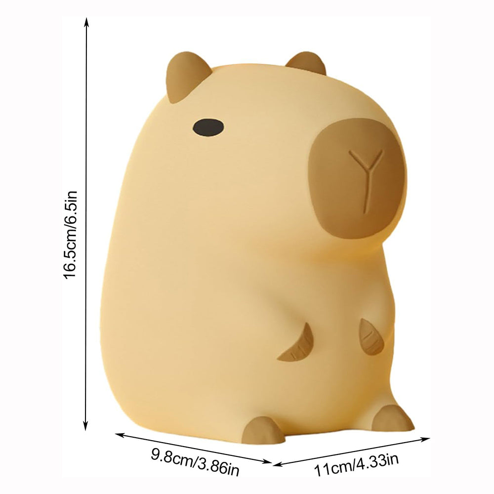 Novelty Cartoon Capybara Shaped Soft Silicone LED Night Light with Rechargeable and Touch Control
