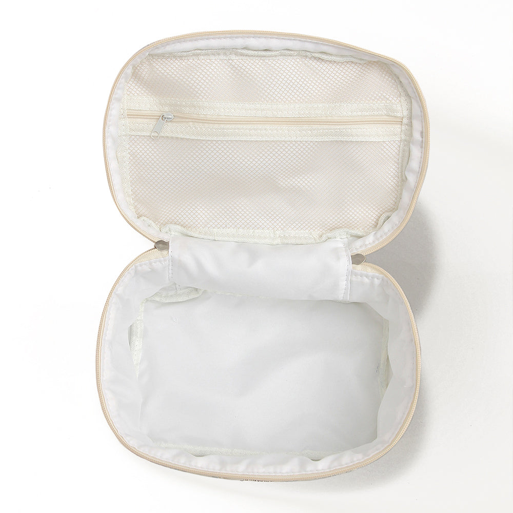 Quilted Floral Makeup Bag Set for Travel Coquette Aesthetic Cosmetic Bags (2-Piece)