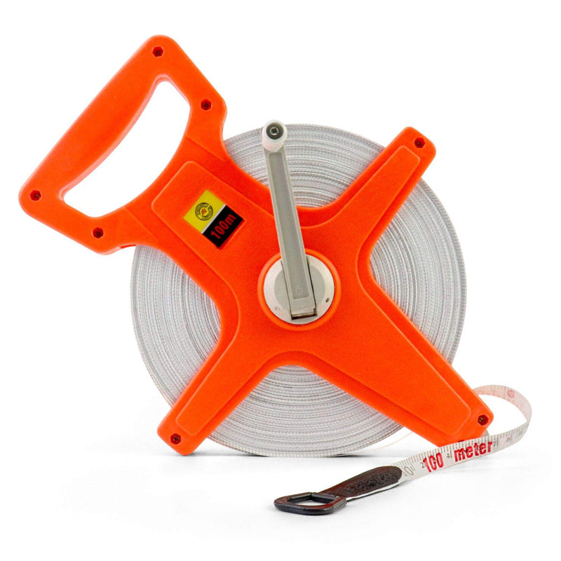100M Tape Measure Fiberglass Open Reel Imperial Metric Measuring Tool