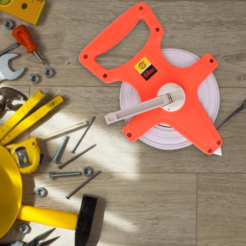 100M Tape Measure Fiberglass Open Reel Imperial Metric Measuring Tool