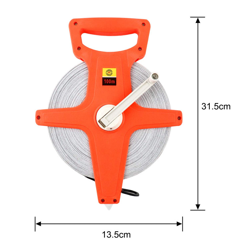 100M Tape Measure Fiberglass Open Reel Imperial Metric Measuring Tool