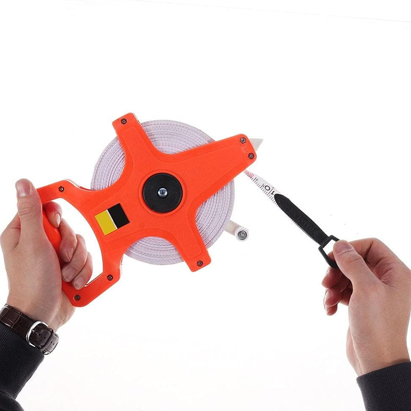 100M Tape Measure Fiberglass Open Reel Imperial Metric Measuring Tool
