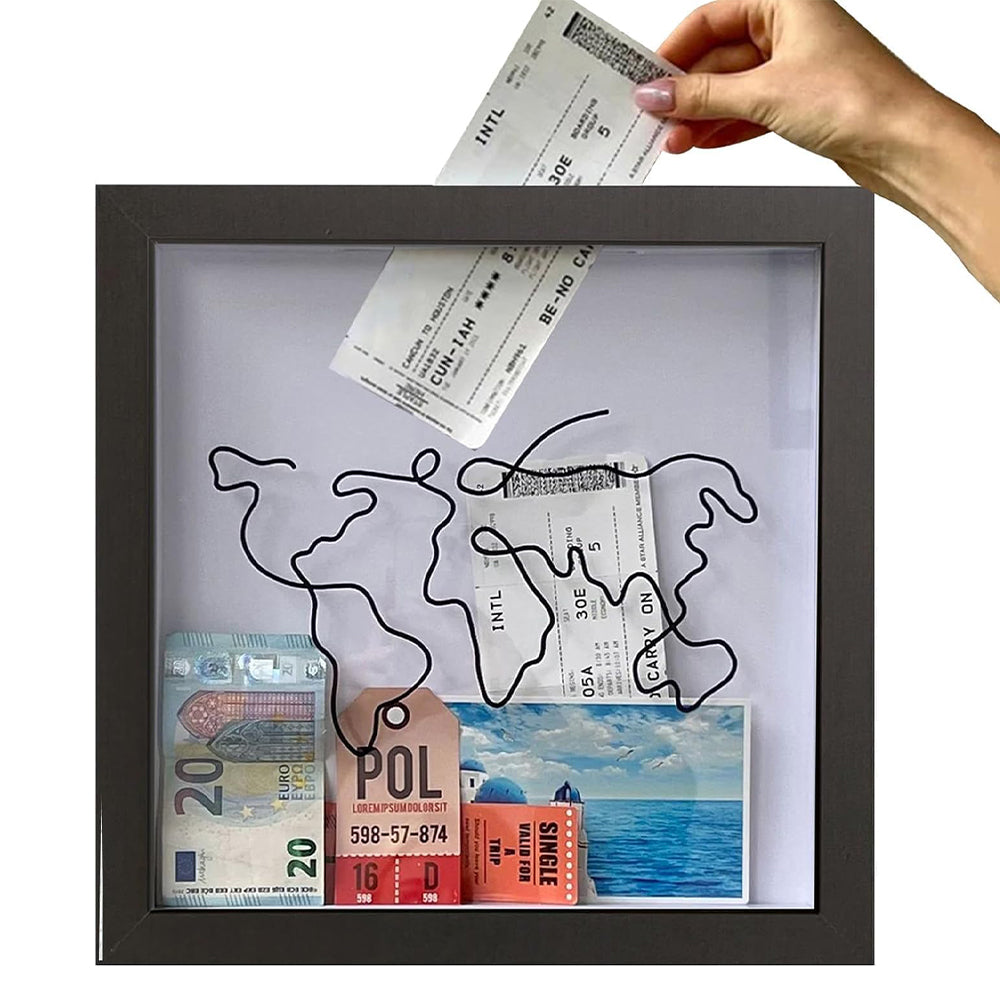 Adventure Archive Box Wood Frame Travel Tickets Keepsakes Storage Frame