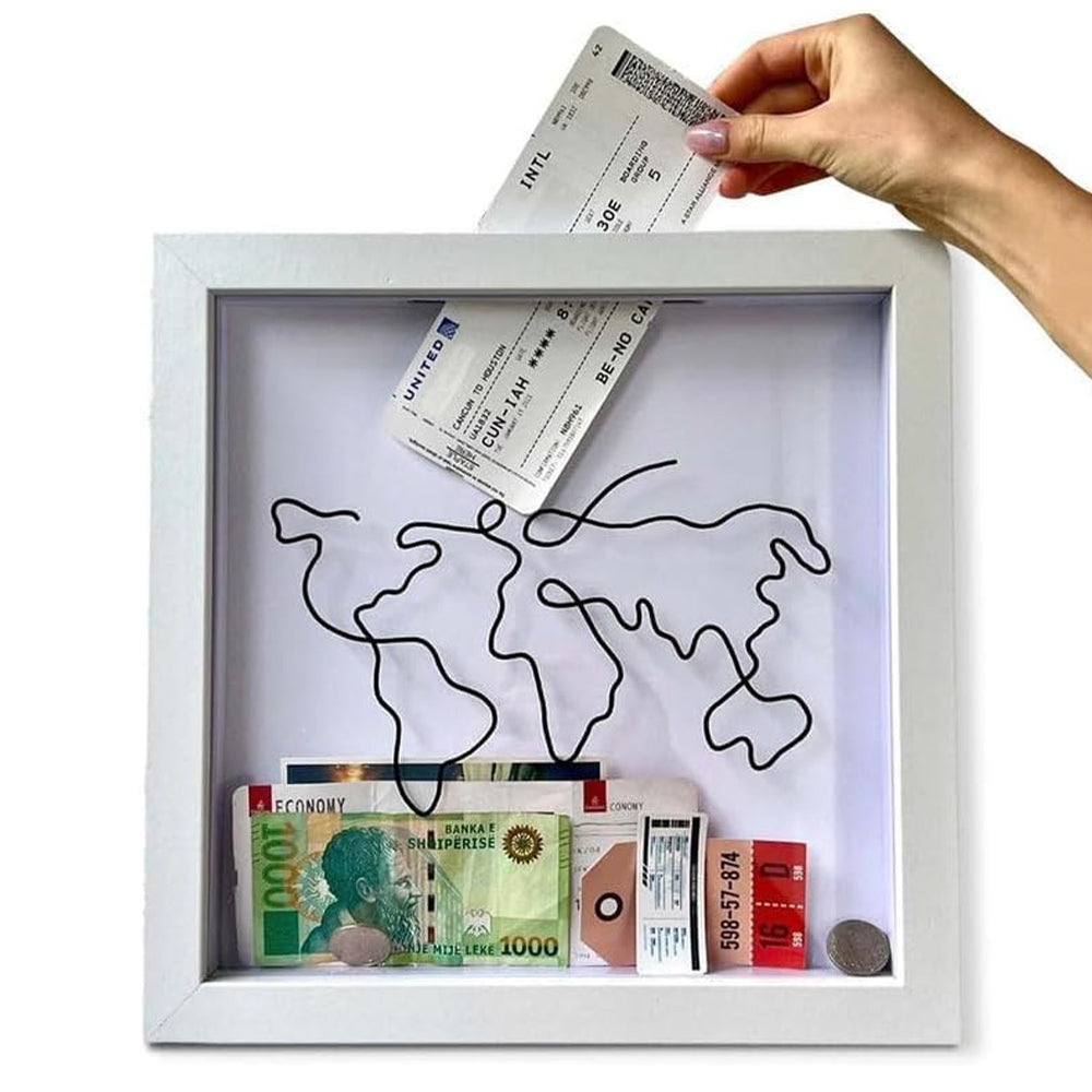 Adventure Archive Box Wood Frame Travel Tickets Keepsakes Storage Frame