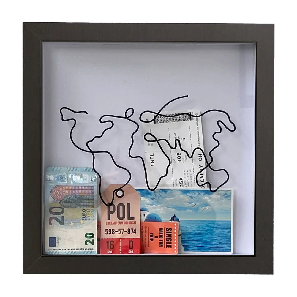 Adventure Archive Box Wood Frame Travel Tickets Keepsakes Storage Frame