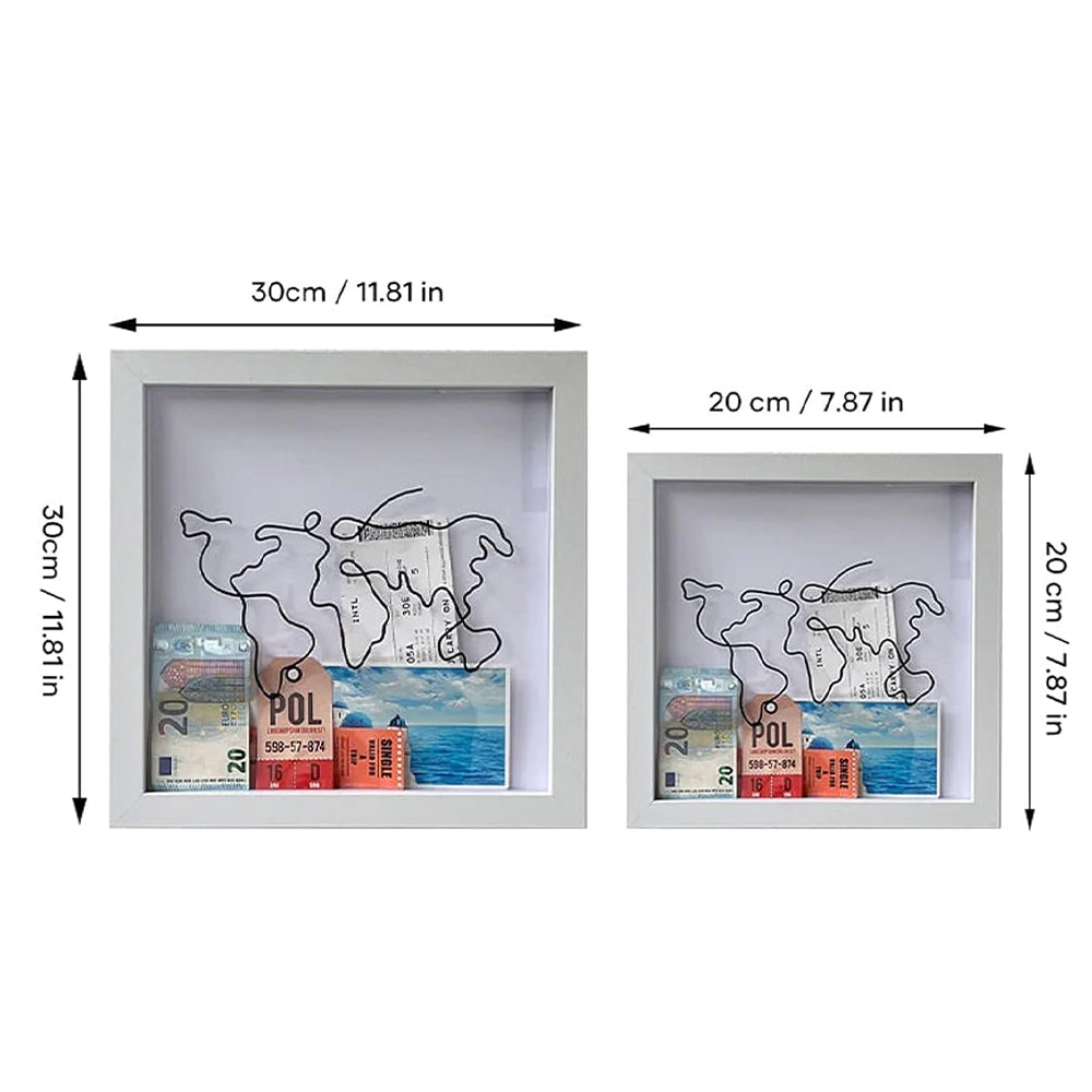 Adventure Archive Box Wood Frame Travel Tickets Keepsakes Storage Frame