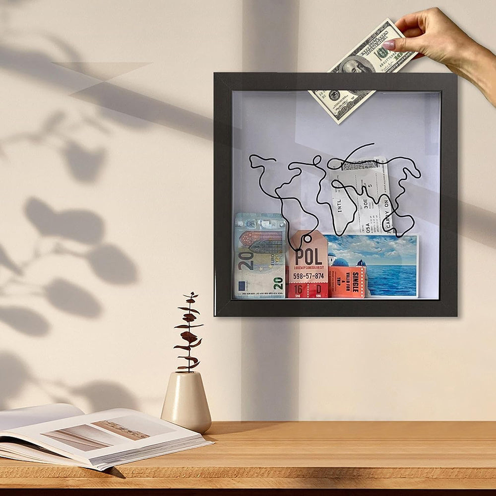 Adventure Archive Box Wood Frame Travel Tickets Keepsakes Storage Frame