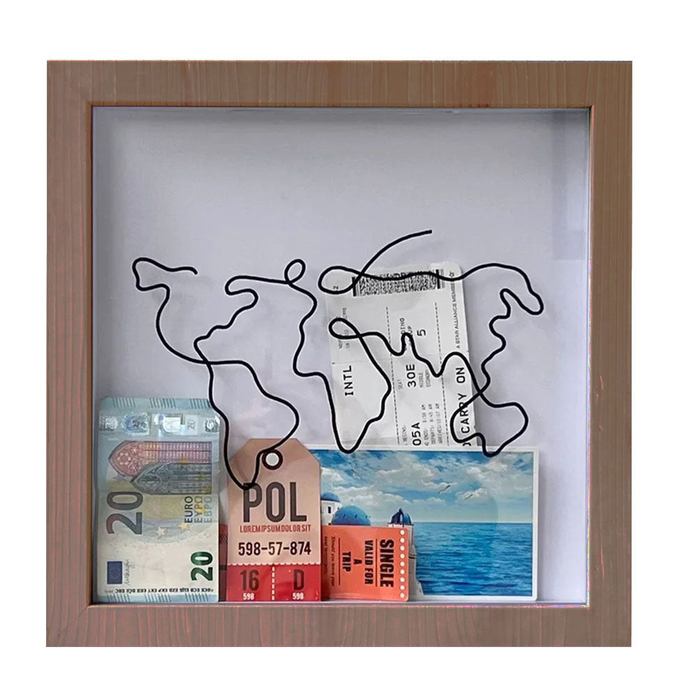 Adventure Archive Box Wood Frame Travel Tickets Keepsakes Storage Frame