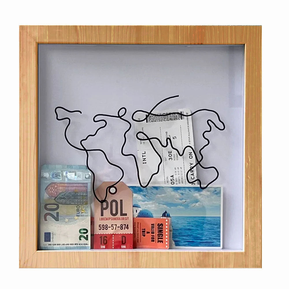 Adventure Archive Box Wood Frame Travel Tickets Keepsakes Storage Frame