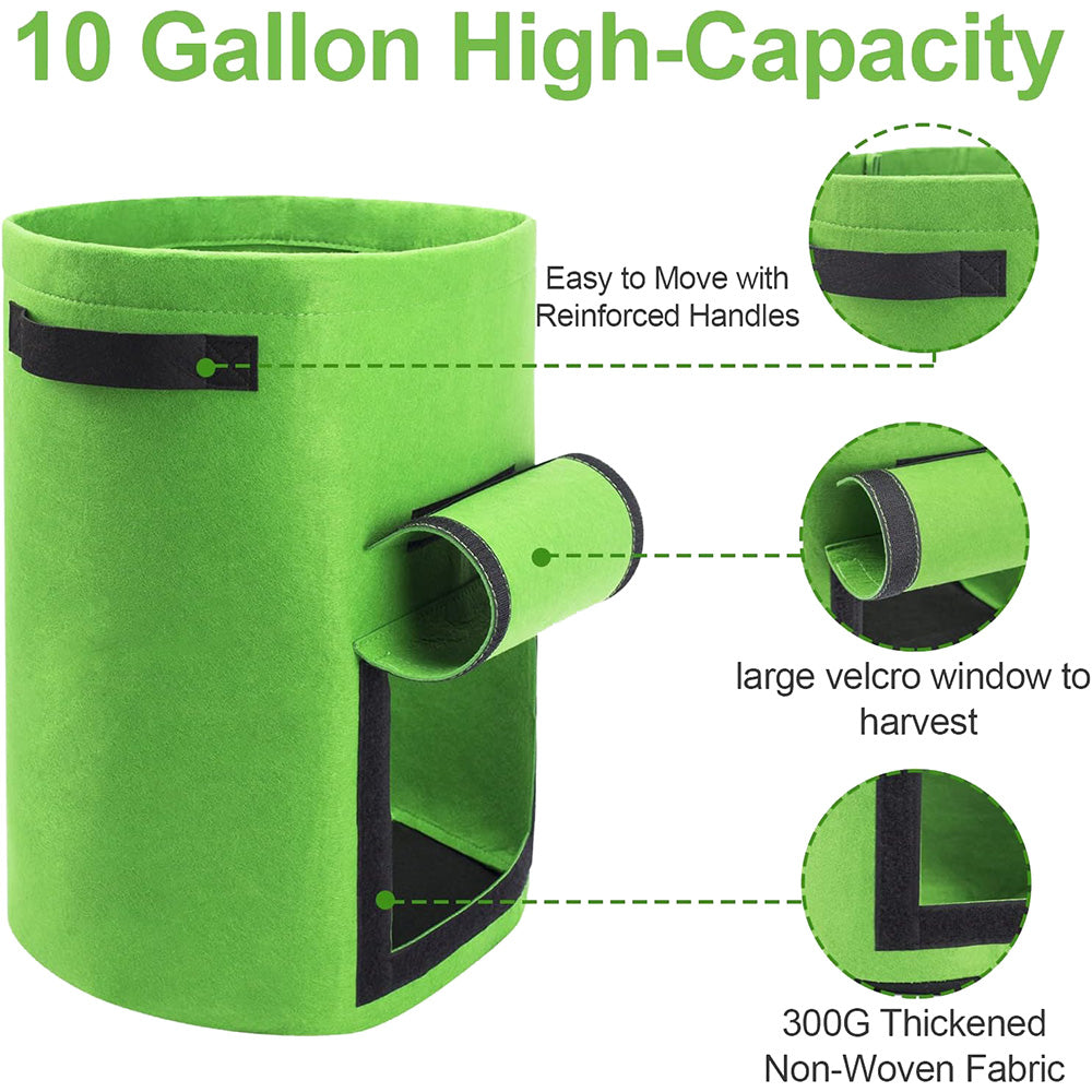 10 Gallon Potato Grow Container with Side Window - Available in 2 Quantity and 3 Colors