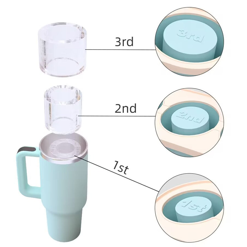 3 Grid Silicon Ice Cube Tray with Lid for 20-40 oz Stanley Cup