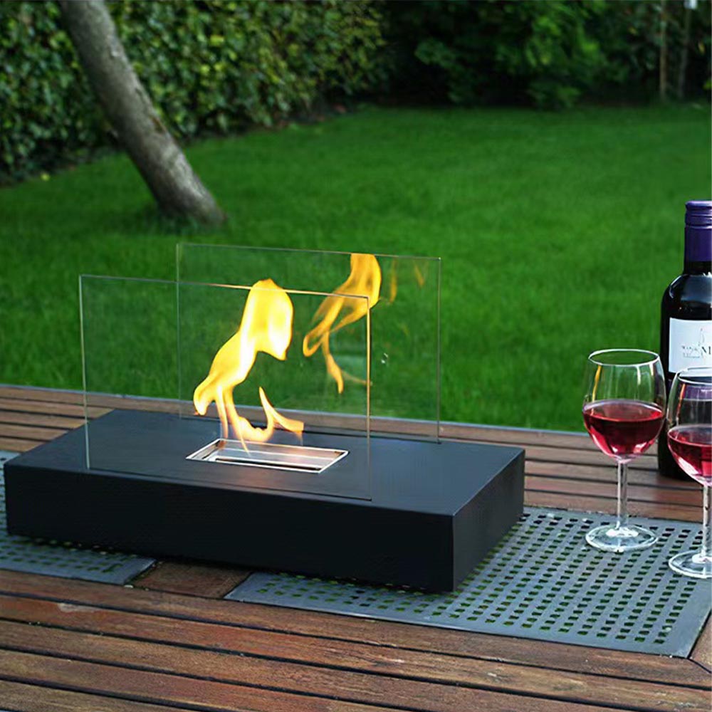 Indoor Outdoor Tabletop Rectangular Alcohol Fireplace