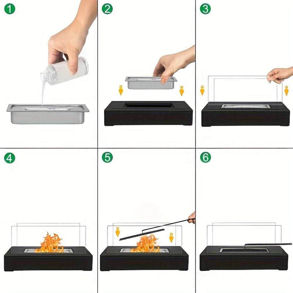 Indoor Outdoor Tabletop Rectangular Alcohol Fireplace