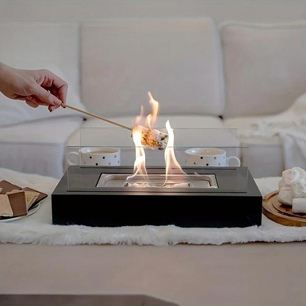 Indoor Outdoor Tabletop Rectangular Alcohol Fireplace