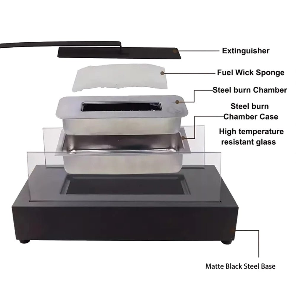 Indoor Outdoor Tabletop Rectangular Alcohol Fireplace