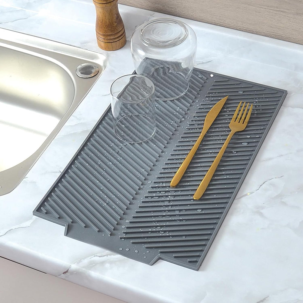 Silicon Dish Drying Mat with Drain Lip in 3 Sizes
