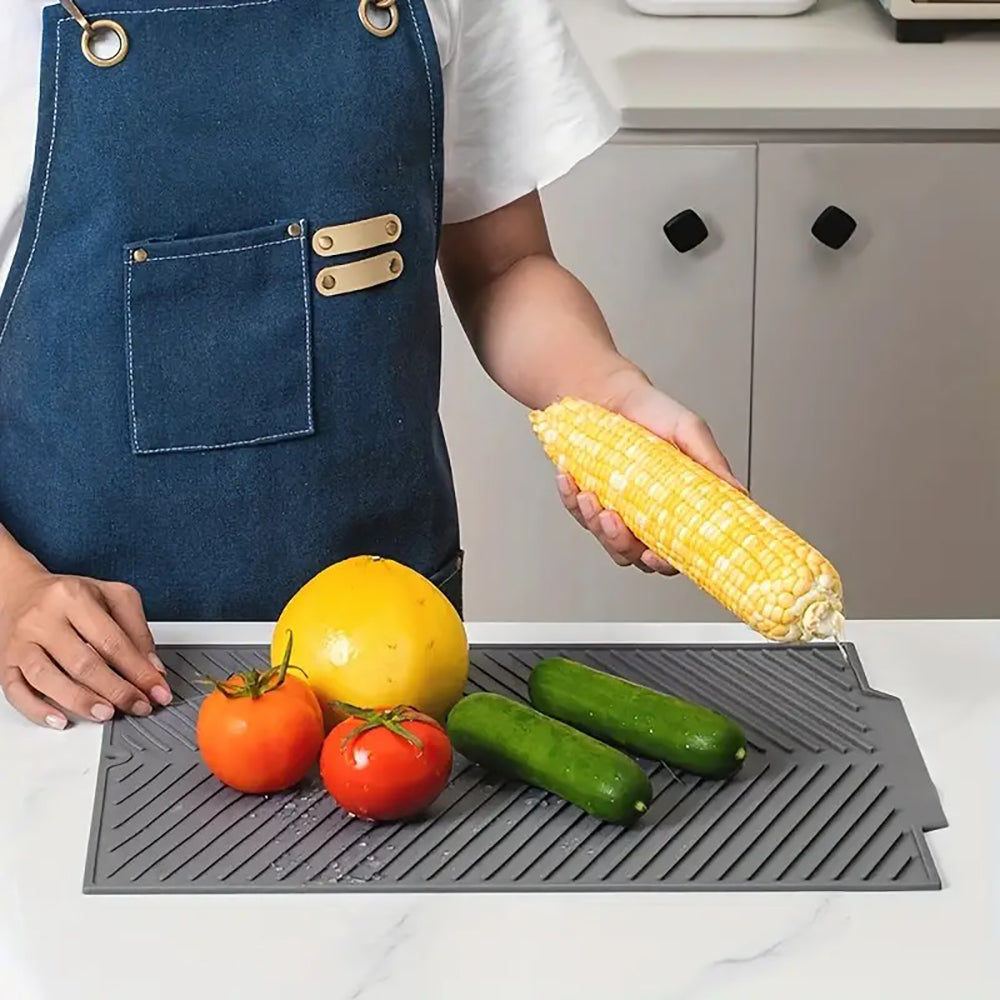 Silicon Dish Drying Mat with Drain Lip in 3 Sizes