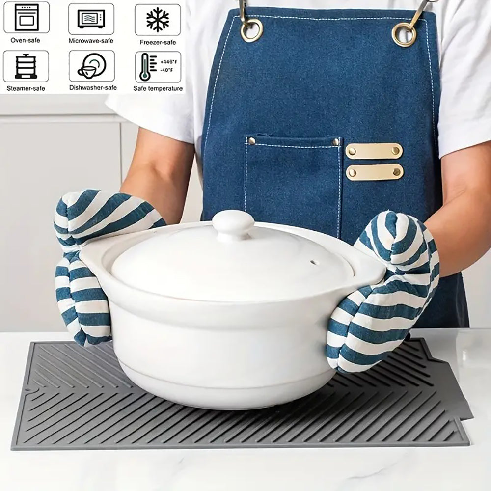 Silicon Dish Drying Mat with Drain Lip in 3 Sizes