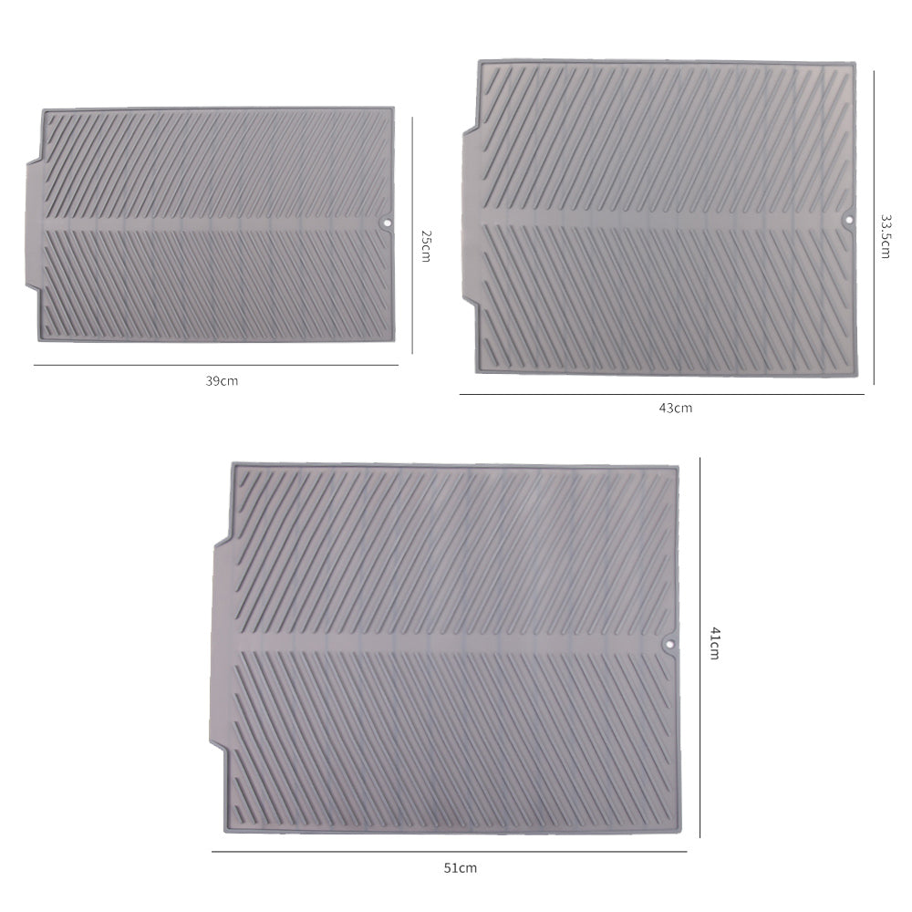 Silicon Dish Drying Mat with Drain Lip in 3 Sizes