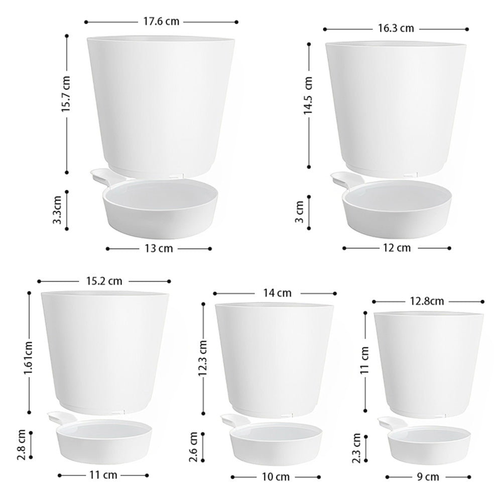GREENHAVEN Self Watering Planters with Drainage Hole - Set of 5