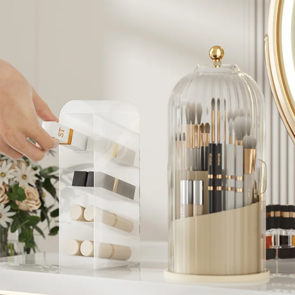 360° Rotating Makeup Organizer with Lid