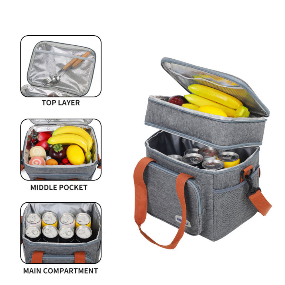 Large Capacity Double Layer Crosbody Lunch Bags