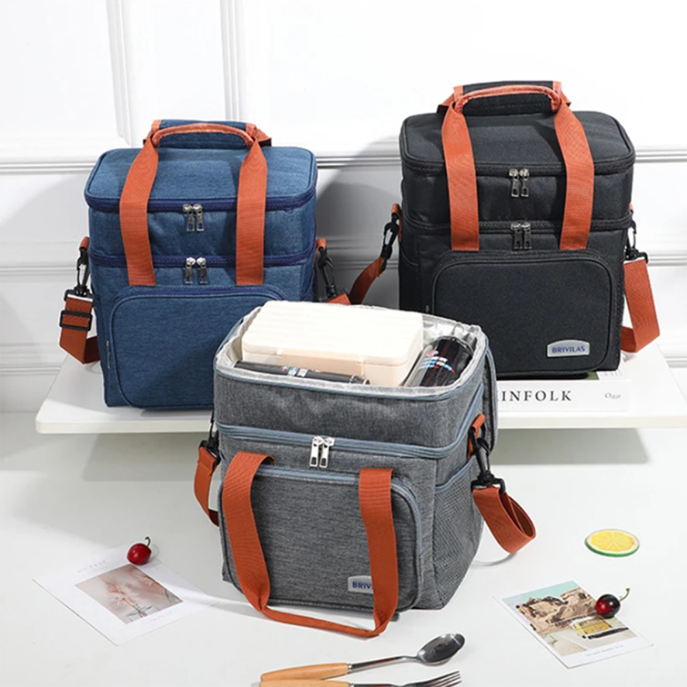 Large Capacity Double Layer Crosbody Lunch Bags