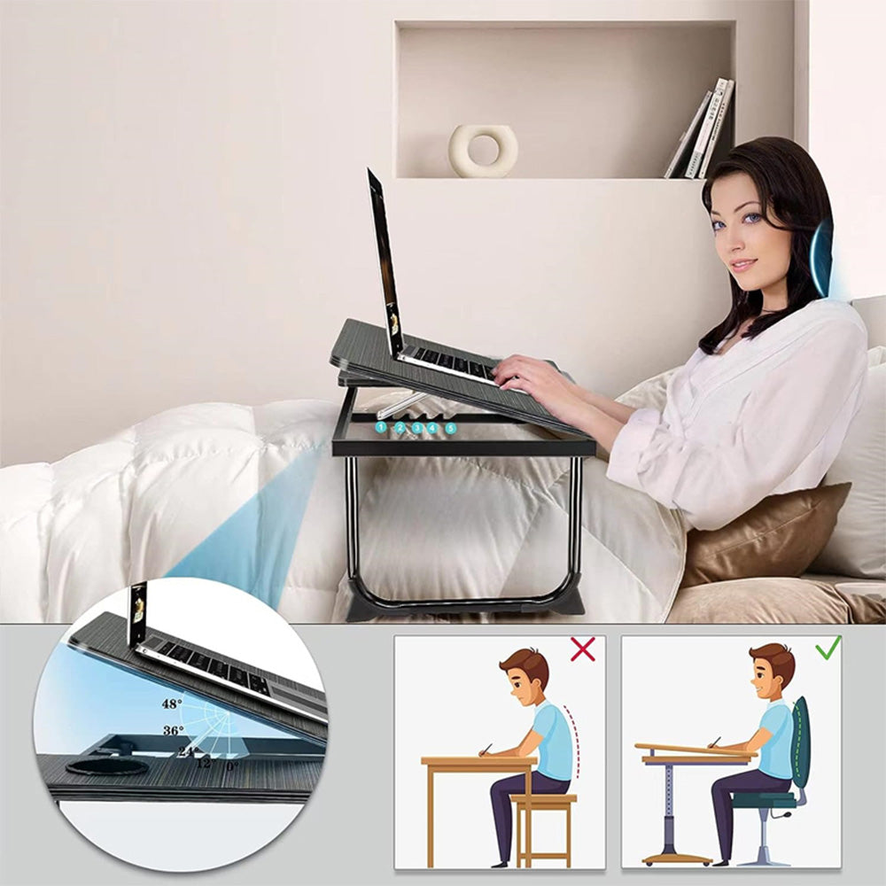 COMFEYA Adjustable Laptop Desk for Bed or Couch - Ergonomic Lap Desk with Cup Holder