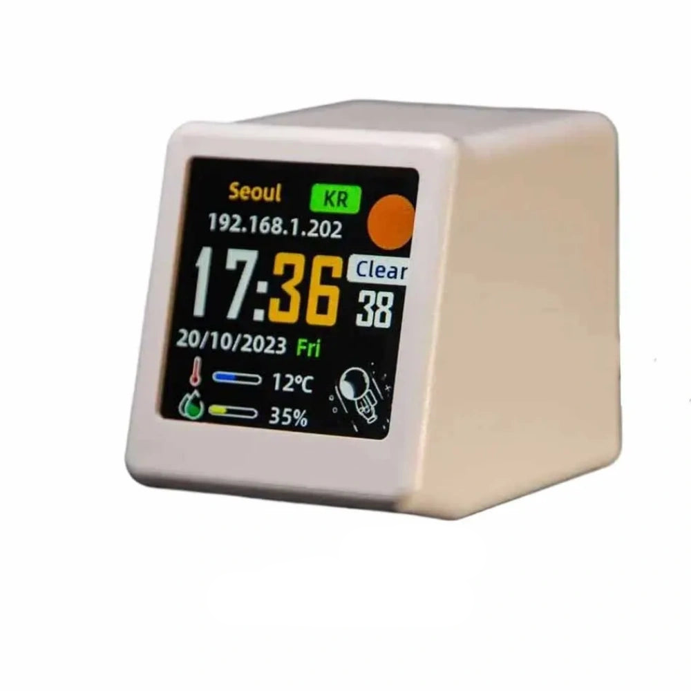 Small Portable Smart WiFi Weather Station Temperature Humidity Time Alarm Clock