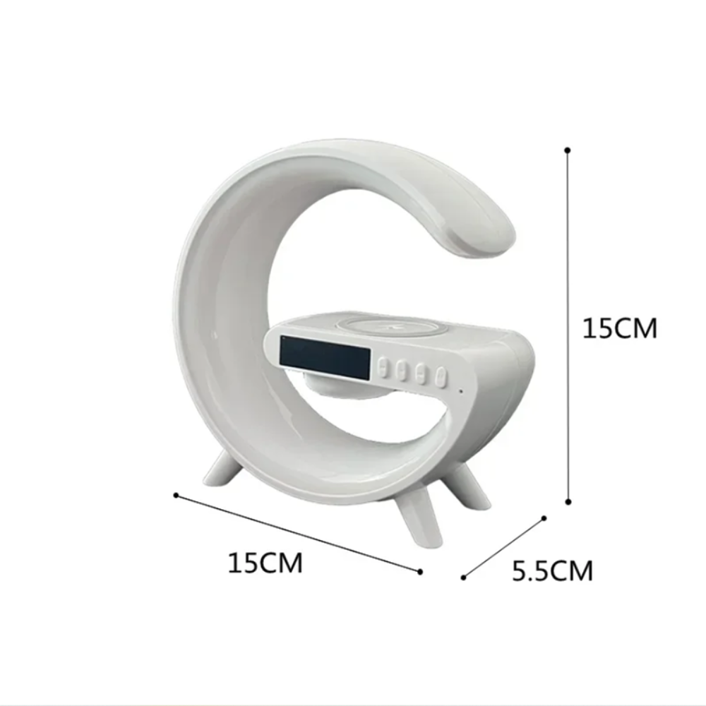 15W Wireless Charger Alarm Clock with RGB Night Light & Bluetooth Speaker