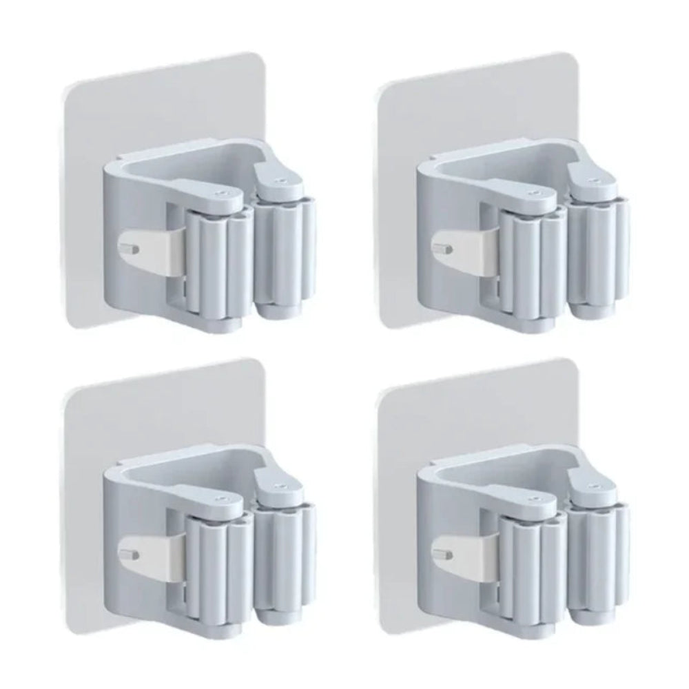 4pcs Wall Mounted Waterproof Mop Storage Rack Broom Hanger Hooks