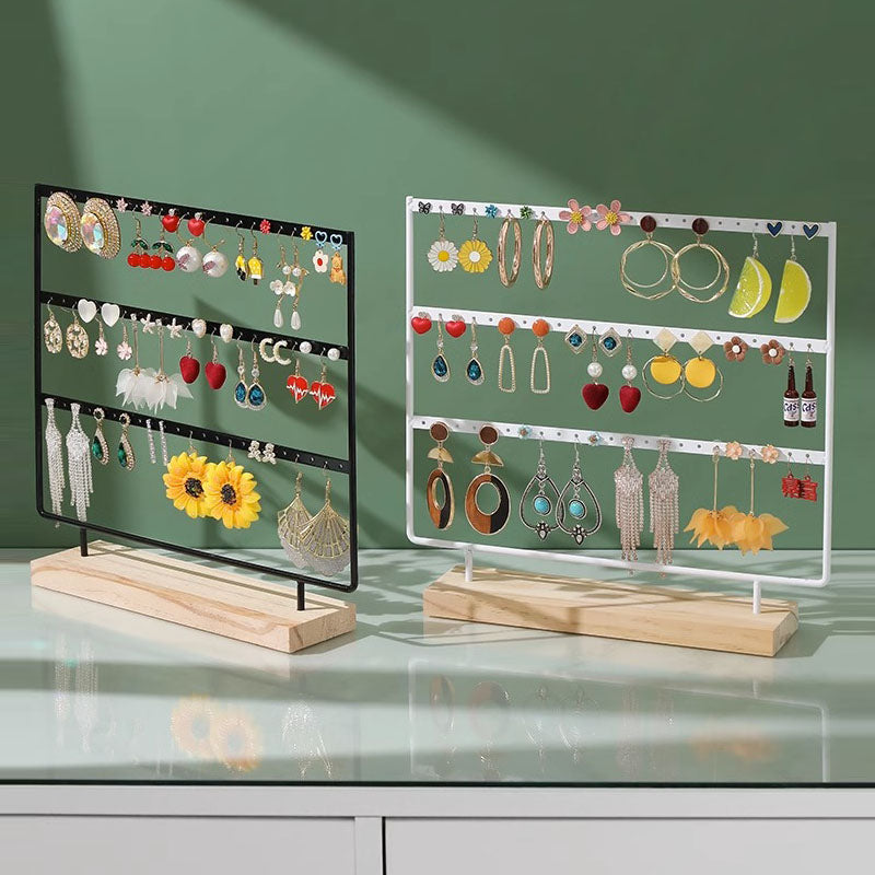Metal 3 Layers Jewelry Storage Earring Display Holder