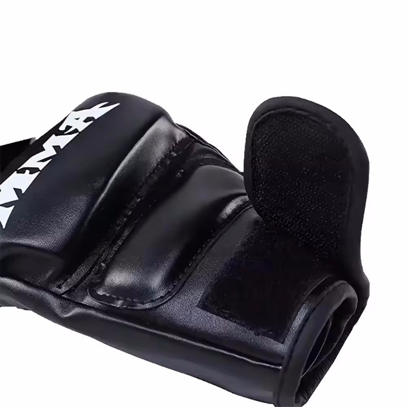 Half Finger Leather Cushion Boxing Training Gloves