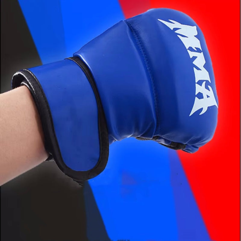 Half Finger Leather Cushion Boxing Training Gloves