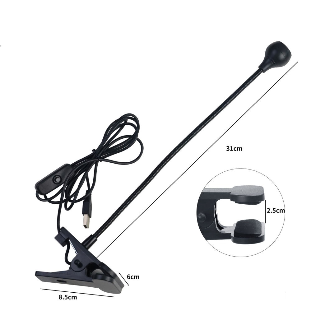Flexible USB Power Reading Book Light With Holder Clip
