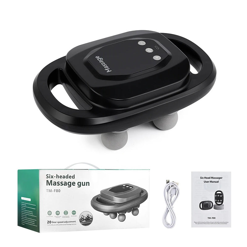 6-Head Vibration Wireless Fascia Gun for Deep Muscle Relaxation
