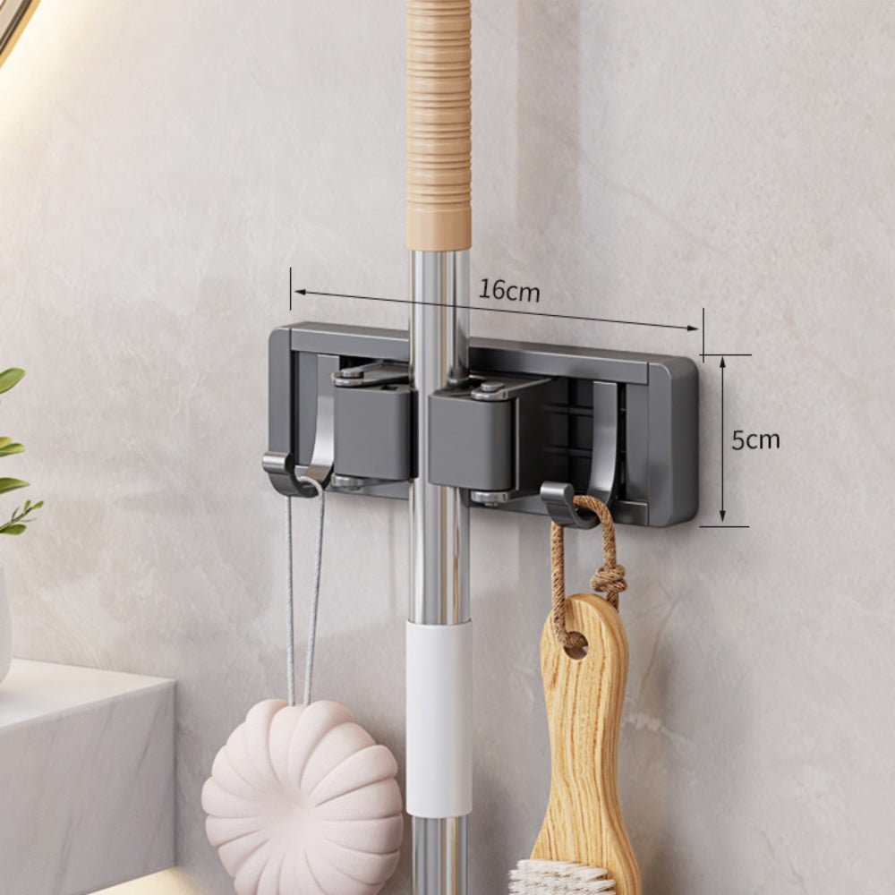 Wall Mounted Strong Broom Mop Holder Self Hooks Organizers