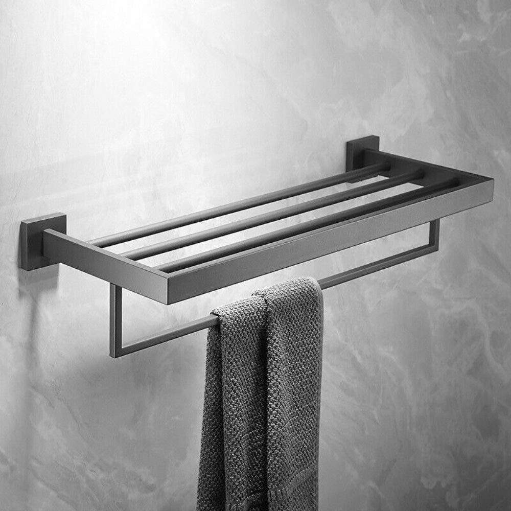 2 Layers Stainless Steel Towel Shelf Storage Rack Rail